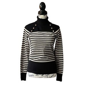 WHBM Black & Metallic Gold Turtleneck